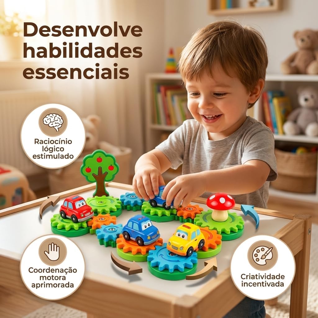 Fidtoy 18PCS Gear Building Toy for Kids – Interactive Rotating Gear Construction Set for STEM Learning, Creative Building & Fine Motor Development Ages 3+