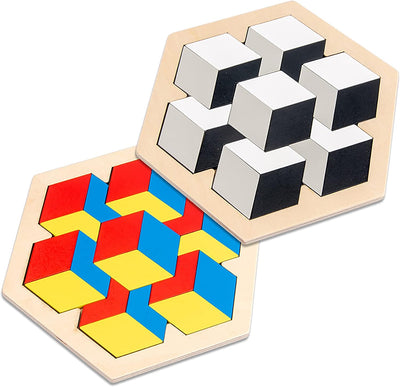 Fidtoy Tangram Cubes de Couleurs Vives Puzzle Montessori pour Enfants