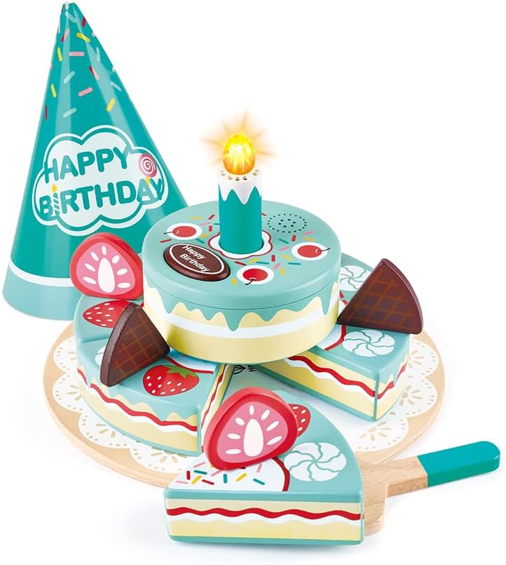 Fidtoy Jouet Gâteau d'Anniversaire Interactif Lumière Sonore Jeu d'Imitation