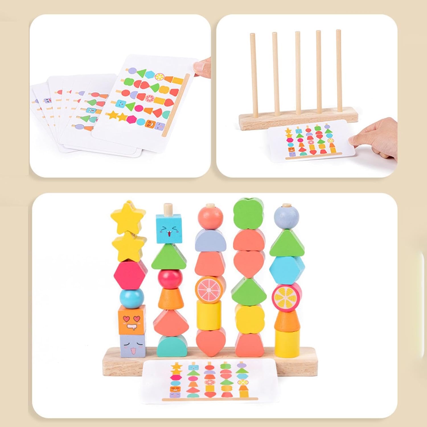 ATORSE™ Matching Shapes Stacking Toy Stem Lacing Beads for Birthday Gift Kids|Baby | Toys for Baby | Developmental Baby Toys