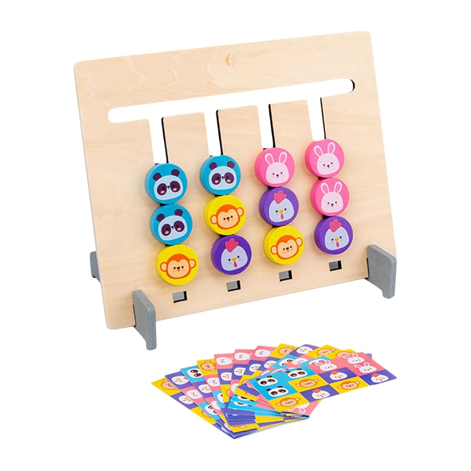 Fidtoy Planche de puzzle en bois double face pour les tout-petits | Jouet éducatif Montessori de logique et d'association de couleurs
