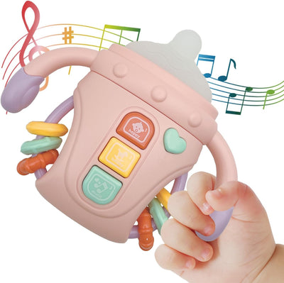 Fidtoy Comfort Bottle Baby Sensory Toy with Lights, Music and Teether | Soothing Learning Toy for Infants 6-24 Months