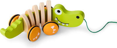 Fidtoy Crocodile Pull Along Toy Wooden Walking Toy for Toddlers