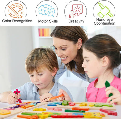 Fidtoy 3D Wooden Animal Board Giraffe Puzzle, Wooden Giraffe Puzzle Board for Toddlers, Animal Recognition Matching Fine Motor Toy Ages 2-6