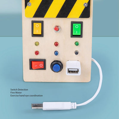 idtoy LED Busy Board Montessori Sensory Switch Toy for Toddlers Light Switch Activity Board with Wires Buttons Fine Motor Skills Travel Quiet Toy Gift