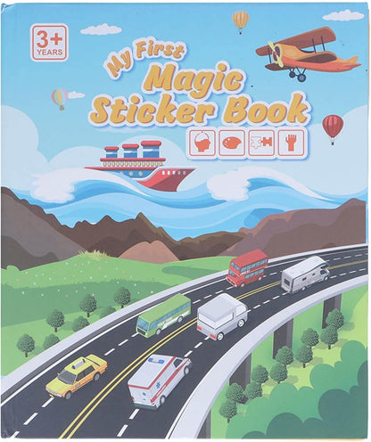 Reusable Sticker Book, Educational Learning Toy, Transport Game Stickers, Traffic Pad for Kids