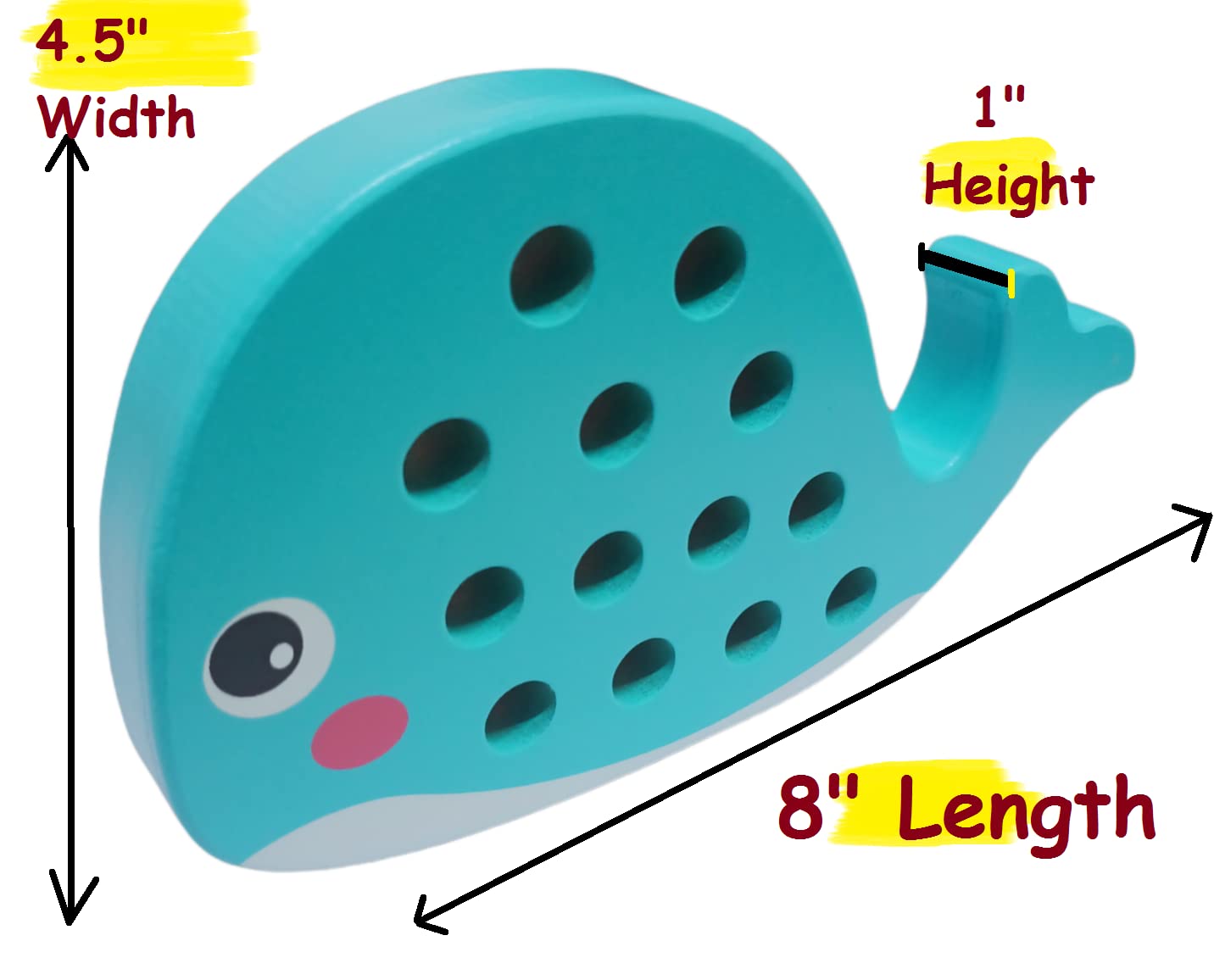 First Generation Wooden Lacing Blue Whale Threading Toys for 2 3 4 5 Years Old Toddlers Baby Kids Boys.