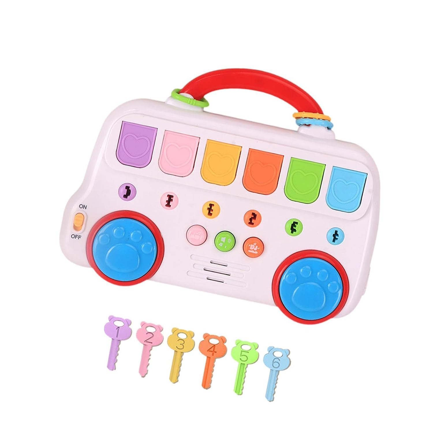 Fidtoy Interactive Pop Up Animal Sound Color Recognition Key Set with Music Lights for Toddlers