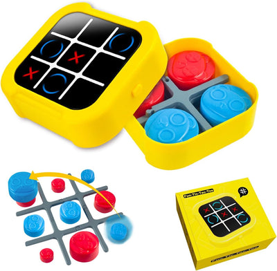 Fidtoy 5-in-1 Electronic Touch Tic Tac Toe Puzzle Game for Kids, Rechargeable Portable Strategy Game Box with Memory Master, Whack-a-Mole, Melody Play and Two-Player Tic Tac Toe Age 3+