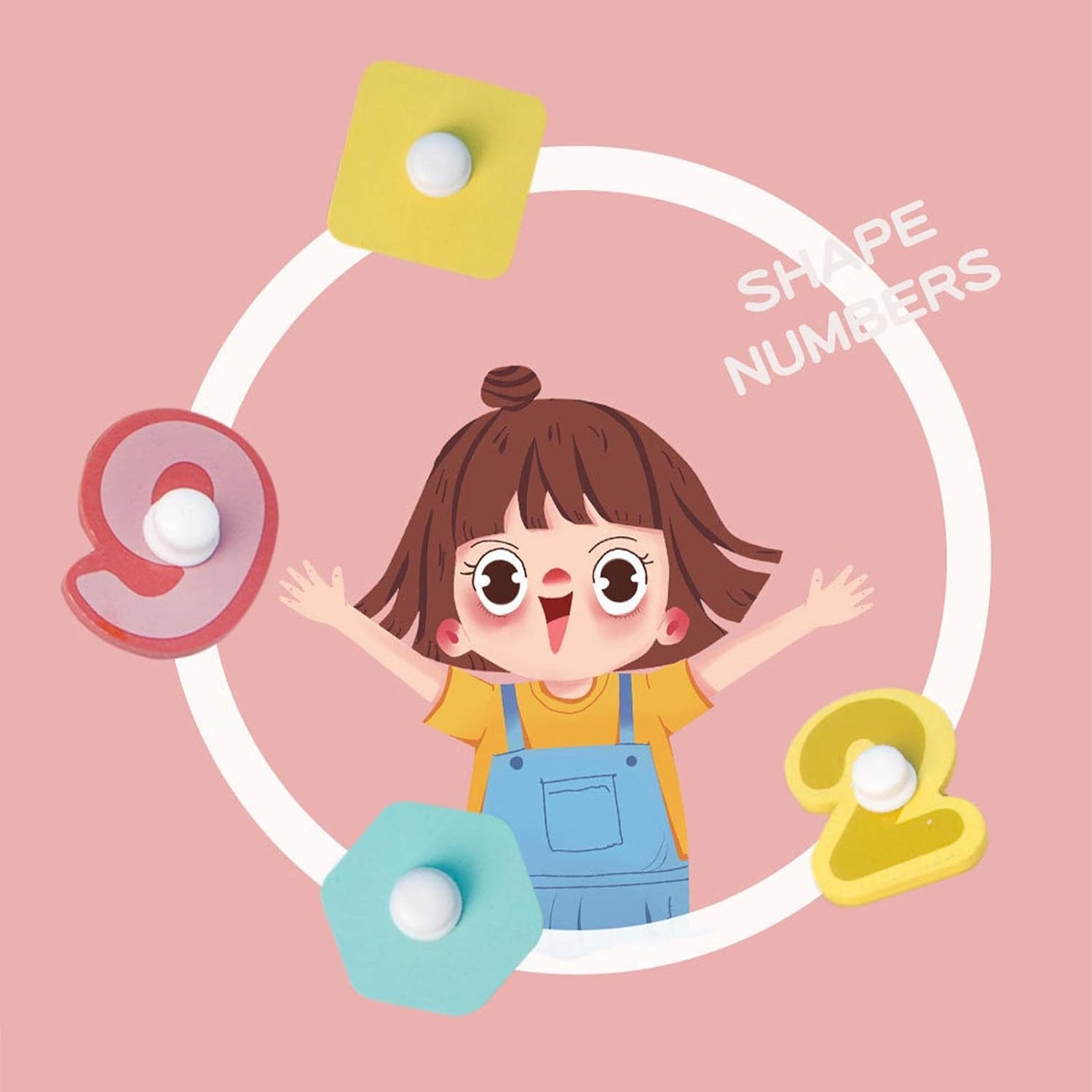 Wooden Number Puzzles, Number/Shape Educational Puzzle Toy Board, Shape Sorting Toys, Preschool Learning Activities for Toddlers Kid Delr