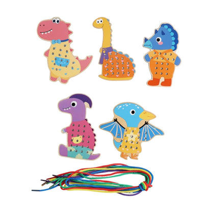 Lacing Cards for Preschoolers and Kids Motor Skills Toys Wooden Sewing Cards Style B