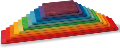 Fidtoy Juguete de construcción de madera de arcoíris rectangular abierto 3+