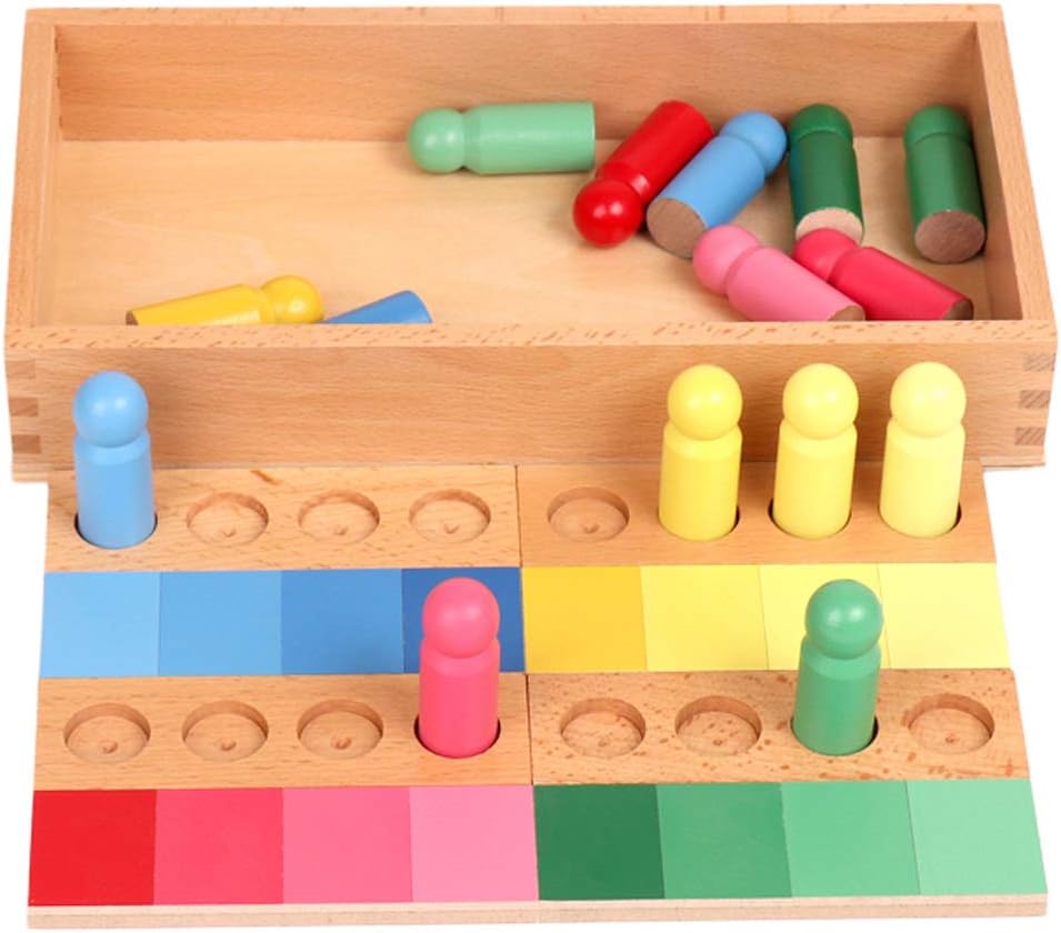 Fidtoy Montessori Juguete Clasificador de Colores Juego de Madera de Emparejamiento con 16 Piezas Reconocimiento de Sombras Habilidades Motoras Finas Percepción Visual Juguete Educativo Regalo