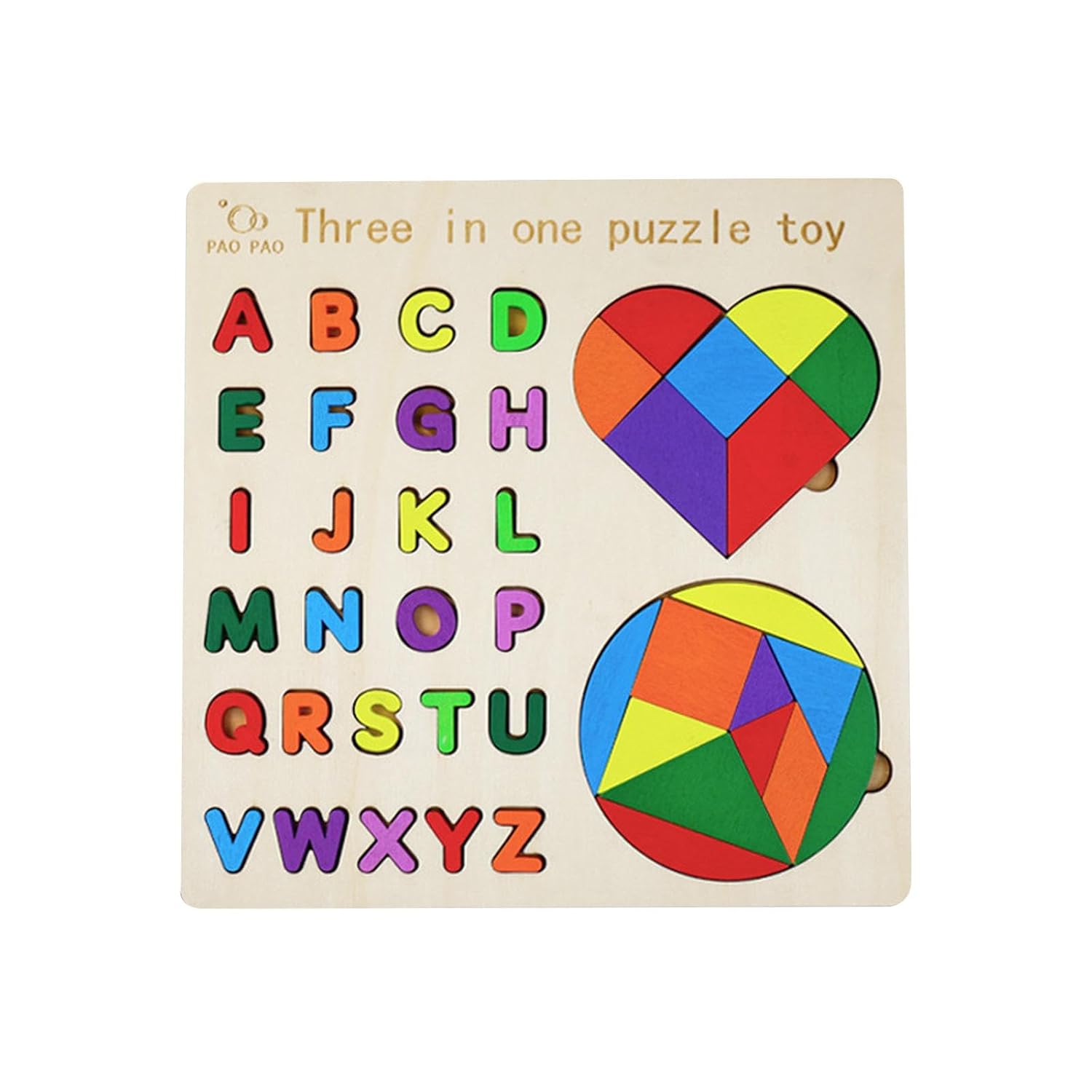 Fidtoy Montessori Logical Geometrical Puzzle Alphabet Board for Kids Wooden Shape Letter Learning Toy Age 2-6