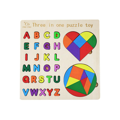 Fidtoy Montessori Logical Geometrical Puzzle Alphabet Board for Kids Wooden Shape Letter Learning Toy Age 2-6