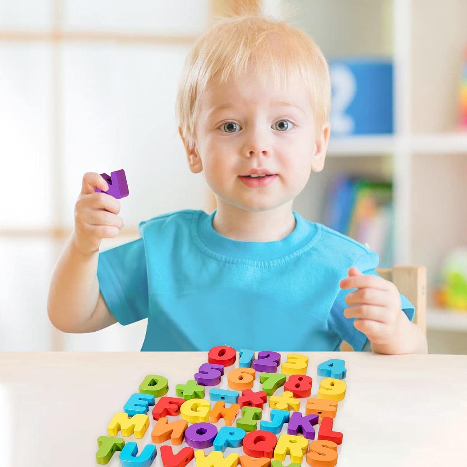 Montessori Lace Beads, DIY String Beads Play Set, Wooden Toy, Preschool Strings, Fine Motor Skills Toy for Boys and Girls