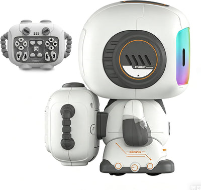 Fidtoy Programming Recording Rechargeable Remote Control Robot for Kids Programmable Dancing Robot with LED Eyes Music Voice Playback