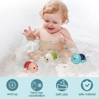 Fidtoy Wind Up Turtle Bath Toys 3 Pack for Toddlers