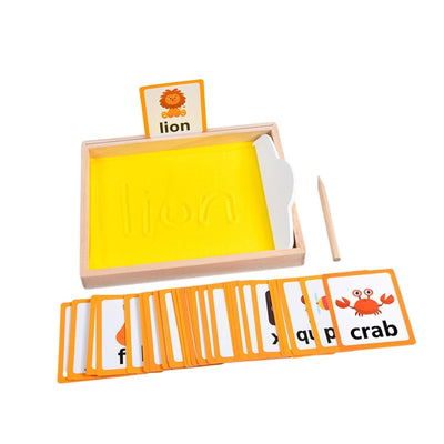 Fidtoy Montessori Wooden Sand Tray Tracing Preschool Kit for Kids Letter Number Pre Writing Practice Age 2-6