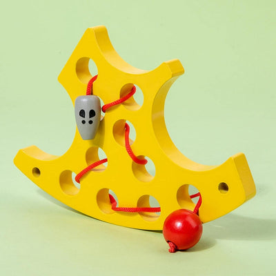 Jouet Montessori en forme de fromage à lacer pour garçons et enfants à la maternelle et en avion