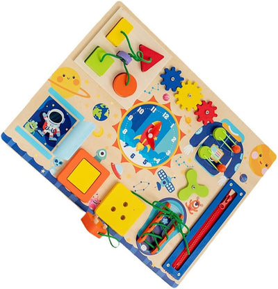 Fidtoy Montessori Busy Board Book pour tout-petits, tableau d'activités sensorielles avec fermetures éclair, boucles, boutons, jouet d'apprentissage, motricité fine, jouet de voyage calme, cadeau
