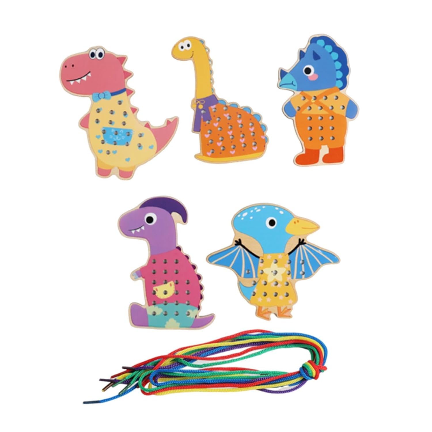 Lacing Cards for Preschoolers and Kids Motor Skills Toys Wooden Sewing Cards Style B