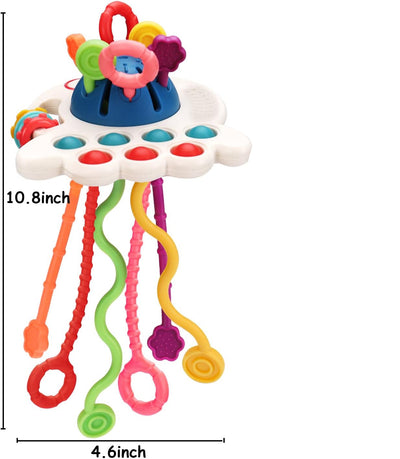 Fidtoy Silicone Pull String Sensory Toy for Babies – Montessori Teething Rattle and Fine Motor Learning Toy
