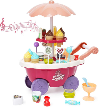 Fidtoy Ice Cream Truck Playset with Light Sound and 30 Pieces