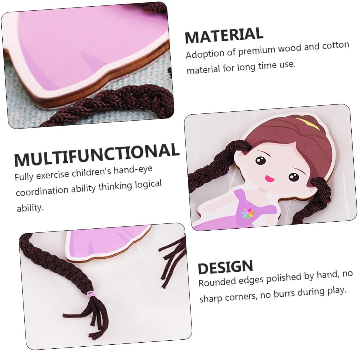 BESPORTBLE 2 Piezas Juguetes De Trenza De Madera para Juguetes Trenzados Mano Años Primera Infancia