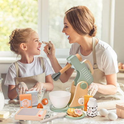 Fidtoy Wooden Mixer Toy Set for Kids 3+ Pretend Kitchen Play
