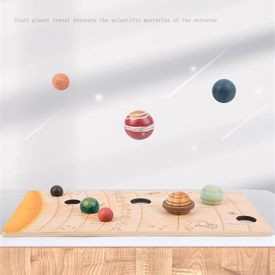 Maquette du système solaire pour enfants - Maquette en bois des neuf planètes du système solaire | Jouets éducatifs scientifiques d'astronomie, maquettes de planètes, jouets spatiaux, jouets STEM maquettes de planètes d'astronomie KOT-au