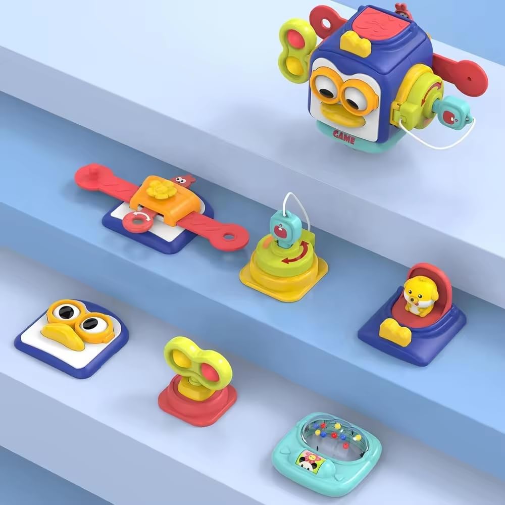 Fidtoy Penguin Travel Activity Cube Toy for Babies