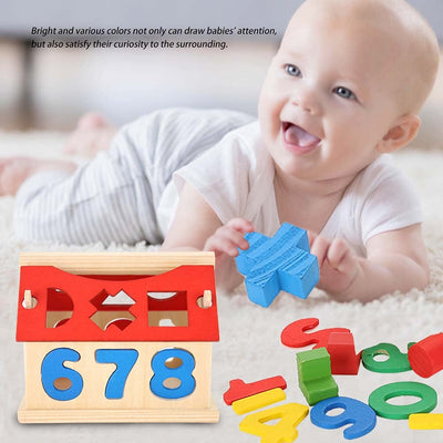 Fidtoy Maison en bois avec chiffres pour enfants | Jouet Montessori pour l'apprentissage du comptage et des formes