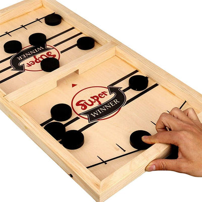 Fidtoy Fast Sling Puck Board Game – Wooden Family Tabletop Game