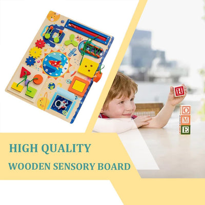 Fidtoy Montessori Busy Board Book pour tout-petits, tableau d'activités sensorielles avec fermetures éclair, boucles, boutons, jouet d'apprentissage, motricité fine, jouet de voyage calme, cadeau