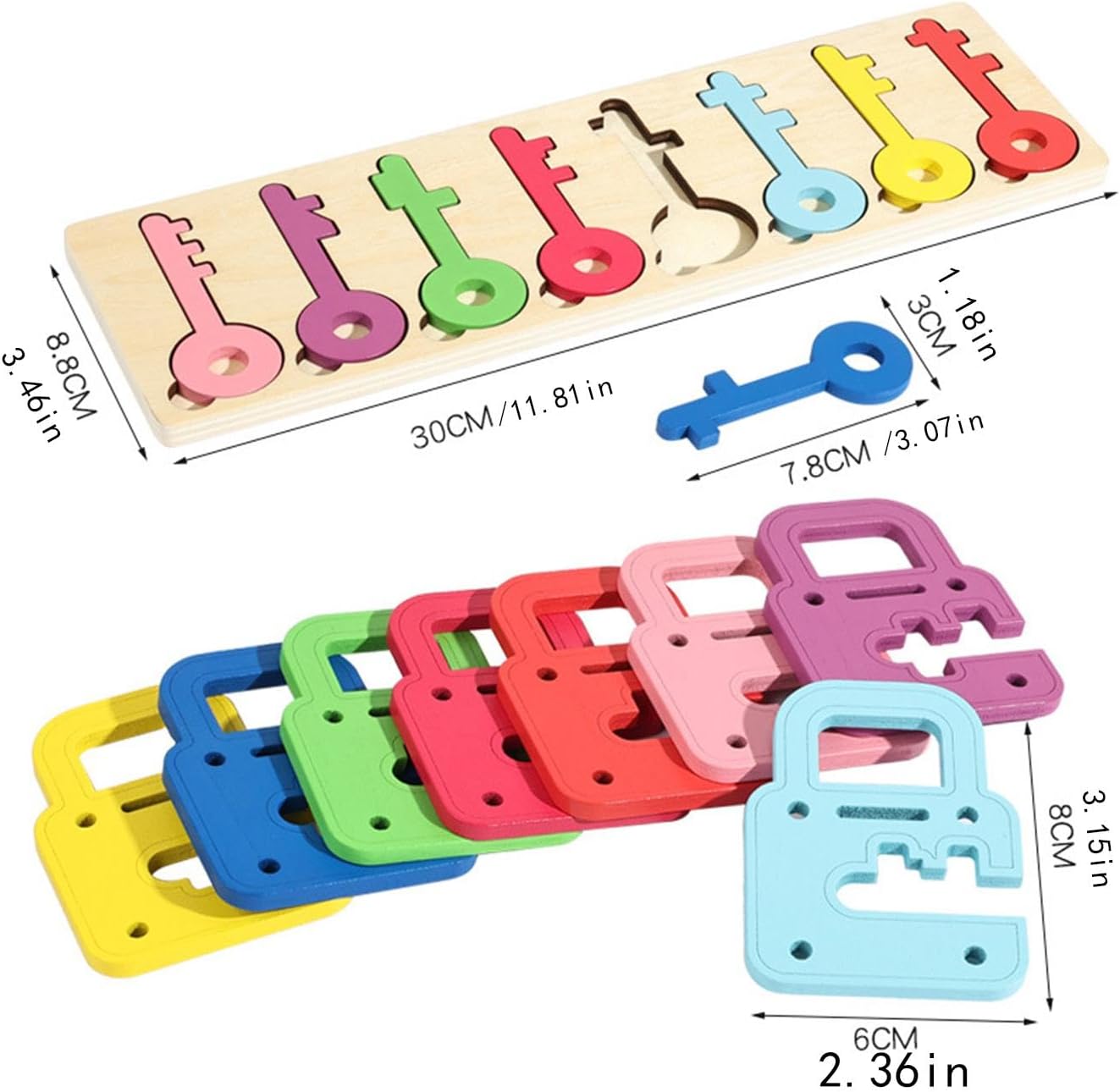 MagiDeal Wood Locks and Keys Toys Shape Color Matching Game, Birthday Gift, Early Educational Toy for Preschool Children