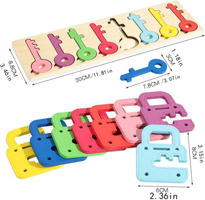 MagiDeal Jeux de Serrures et Clés en Bois, Formes et Couleurs Assorties, Cadeau d'Anniversaire, Jouet Éducatif Précoce pour Enfants d'âge Préscolaire