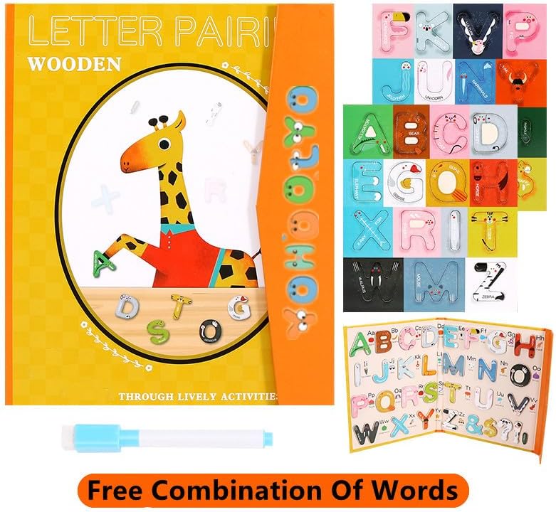 YOHOOLYO Large Size Magnetic Letters for Magnetic Chalkboard Whiteboard Animal Alphabet Magnets for Home Office Fridge Colorful Animals Set,Board Include