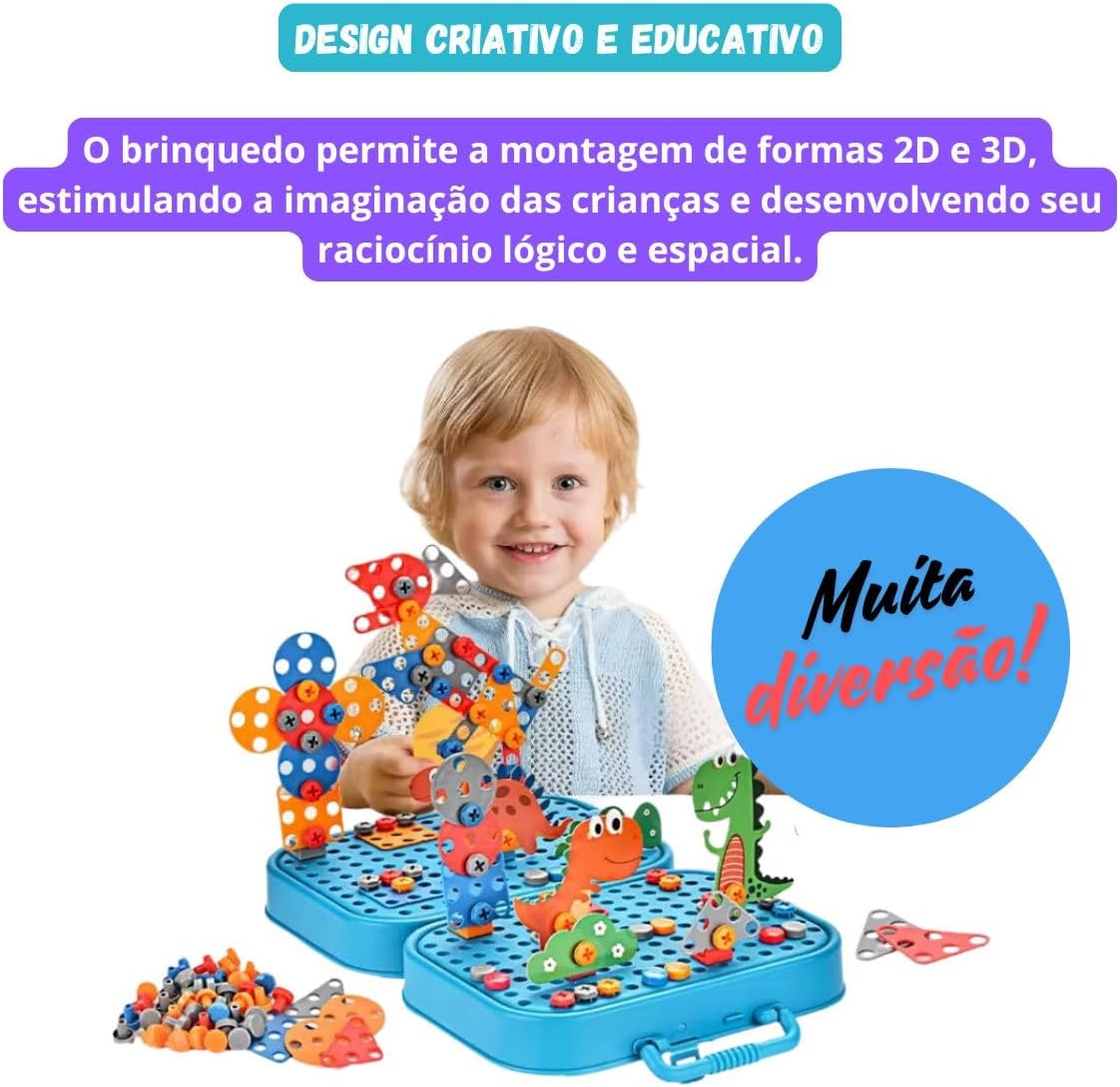 Fidtoy Unicorn Construction Building Set with Electric Screwdriver – 228 PCS Portable STEM Building Toy for Kids 3+