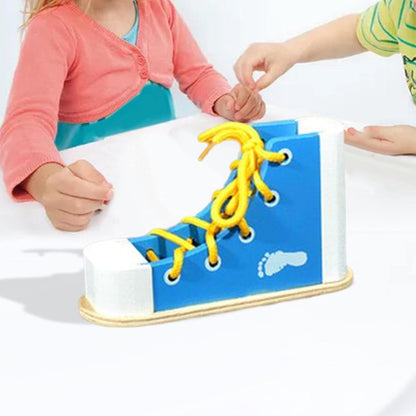 Lacing Shoe Toy for Children to Learn Tying Techniques, Blue