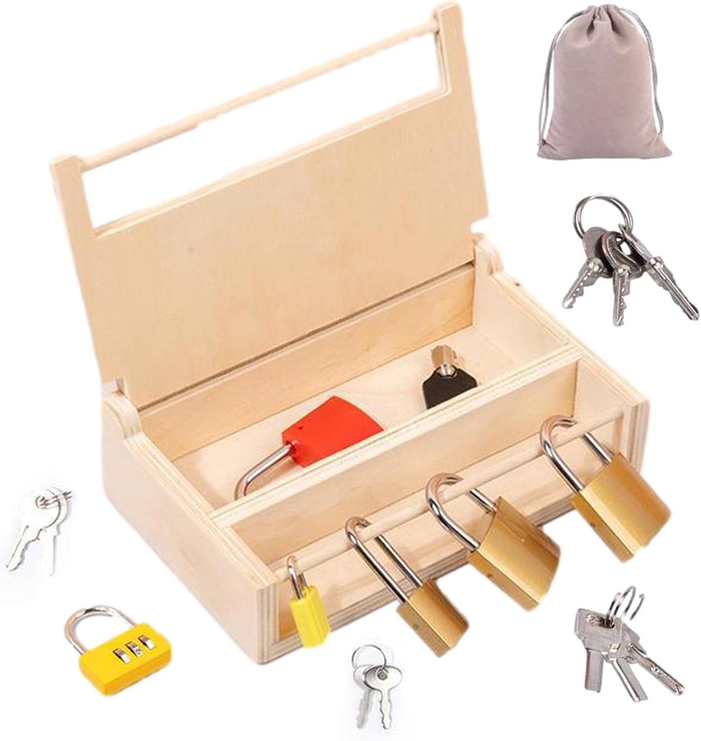 Fechadura e Brinquedo Chave - Desbloquear madeira | Atividades aprendizagem pré-escolar, materiais Montessori madeira e brinquedos educativos para crianças Shakven