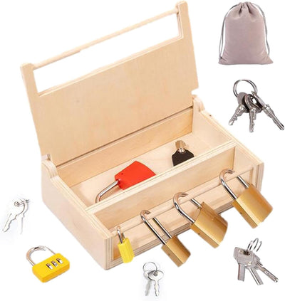 Cerradura y Juguete de Llave - Madera para desbloquear | Actividades de aprendizaje preescolar, materiales Montessori de madera y juguetes educativos para niños de Shakven