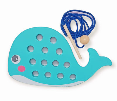 Fidtoy Wooden Lacing Toy Montessori Threading Toy for Toddlers Fine Motor Skills Sewing Practice Toy Early Learning Educational Toy Gift