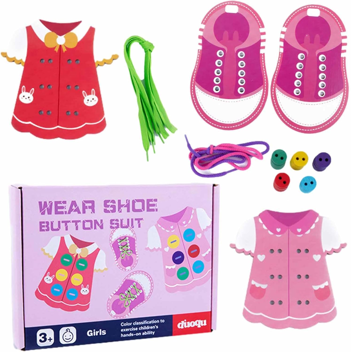 Elbise İplik Açma Oyuncakları - Temel Yaşam Becerileri Kurulu,Ahşap Giysi Diş Açma Oyuncak Ahşap Ince Motor Becerileri Ile Oyuncak Montessori Hediye Çocuklar için Erken Eğitici Hediyeler Yeni Pingpai