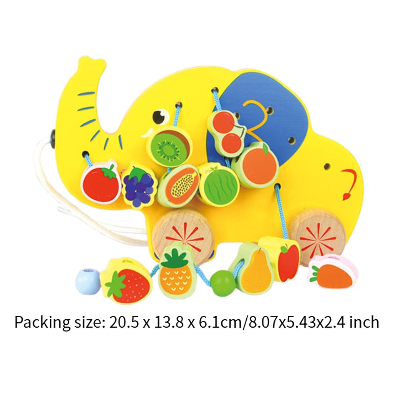 UJEAVETTE Wooden Lacing Beads Toy Cartoon Educational for Kids Toddlers 3 4 5 Year Old Elephant