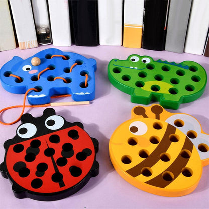 ATORSE Wooden Lacing Threading Toys for Kindergarten Fine Motor Skill Preschoolers Elephant