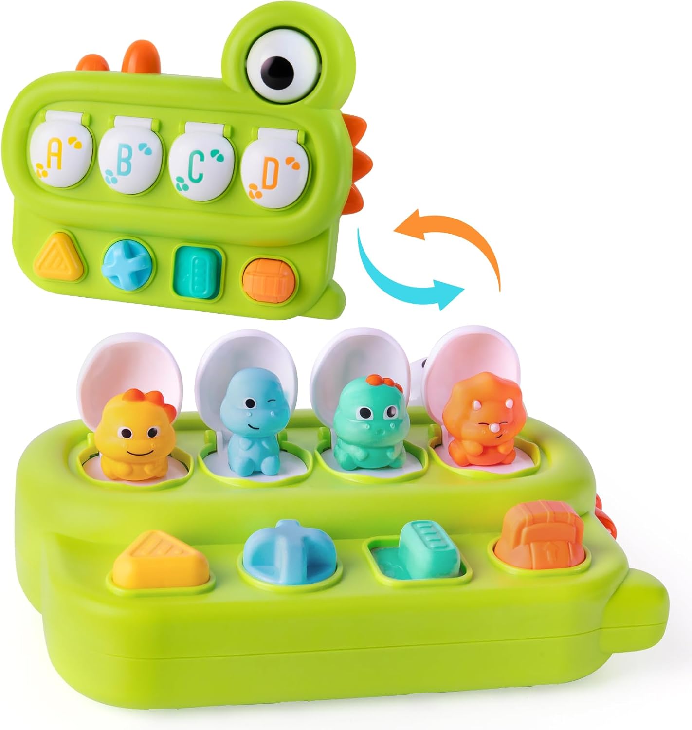 Fidtoy Dinosaur Alphabet Pop Up Toy for Toddlers | Montessori Cause and Effect Learning Toy for Fine Motor Skills