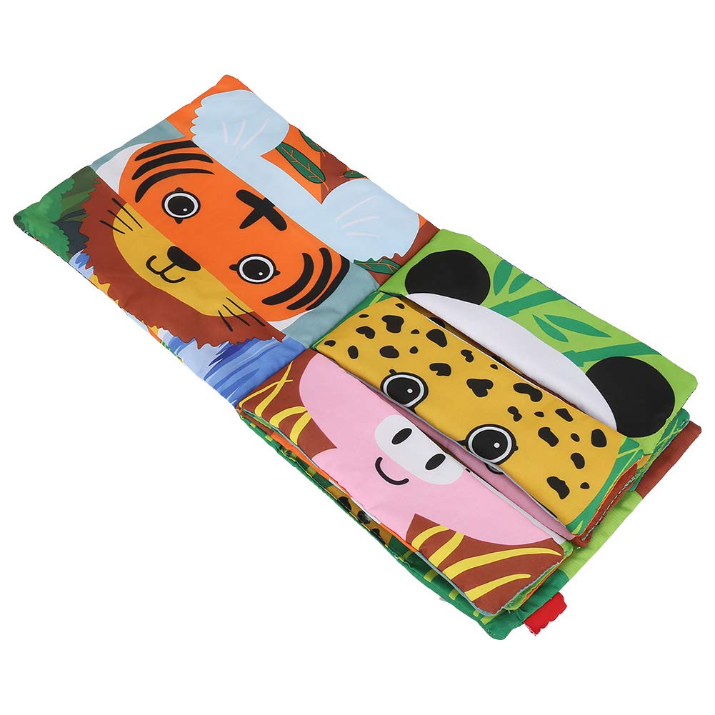 Fidtoy Montessori Soft Cloth Picture Book for Babies – Animal Sensory Fabric Book, Crinkle Early Learning Toy, Tactile Baby Book for Visual Recognition