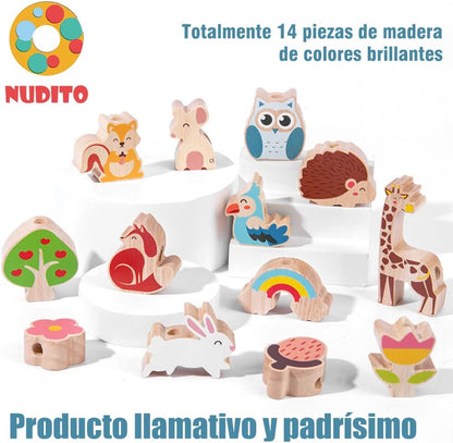NUDITO Juguete Didáctico Montessori para Niños. Juguete Educativo de Madera para Niños y Niñas. Bloques de Equilibrio de Madera para Niños. Juguete de Arrastre para Niños.
