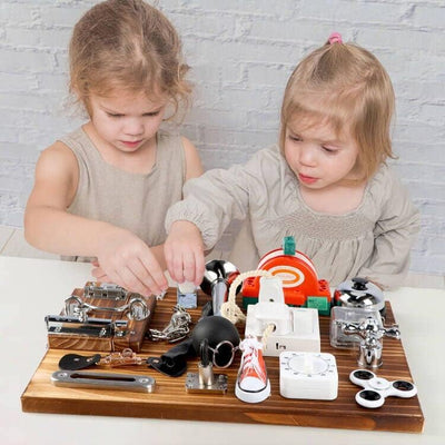 Fidtoy Tablero Sensorial Carbonizado 20 en 1 para Niños Pequeños